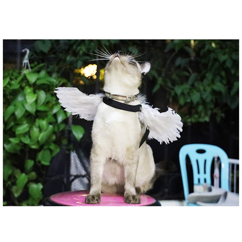 WeeH Pet Halloween Costume Cosplay Angel Devil Black White Wing for Dog Cat Rabbit Piggy - Funny Gift at Halloween Party Anime Theme Birthday Christmas Small (Pack of 1) White Wings