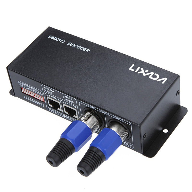 [AUSTRALIA] - Lixada DC 12V-24V 3 Channel DMX Decorder LED Controller for RGB 5050 3528 LED Strip Light Black 
