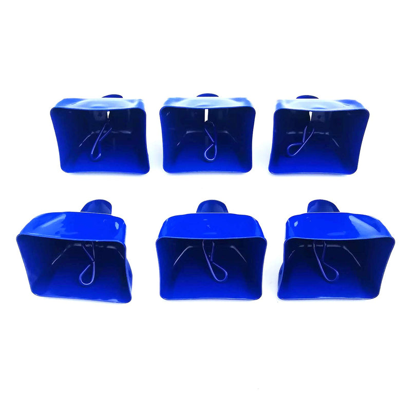 Blue Designed Cowbells School Cowbell, Pack of 6-3 Inches, Loud Metal Noise Makers Toys with Handles, Novelty Games and Gag Toys, Sporting Events, New Year’s Eve, for Kids and Adults