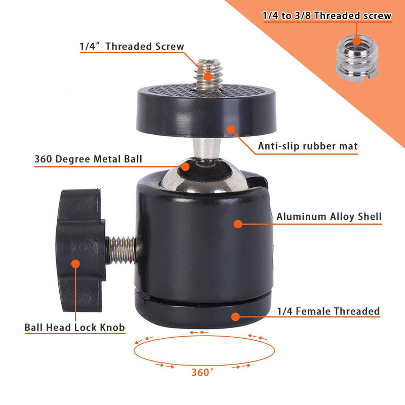 IMT 6" Car Camera Mounting Kit Pump Vacuum Suction Cup Mount, Professional Camcorder Vehicle Holder w/ 360° Panorama Ball Head and 180°, DSLR Camera Video Stabilizer Car Sucker Cup Holder 6"