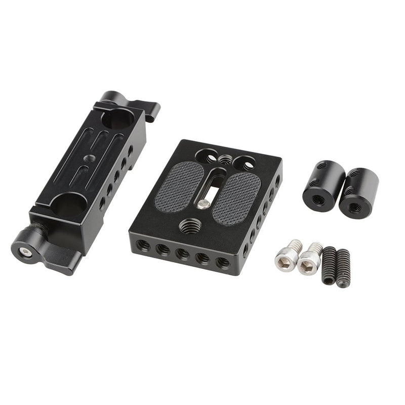 CAMVATE DSLR Baseplate Mount with Railblock Height Riser for 15mm Rail Rod Support System