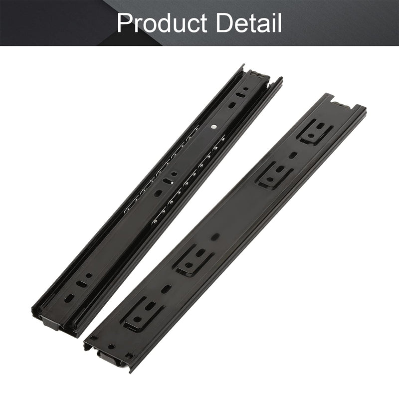 MroMax 14-Inch Cold Rolled Steel Drawer Slides, Full Extension Ball Bearing Slide Track Rail 42mm Wide 100lb Capacity Black 1 Pair