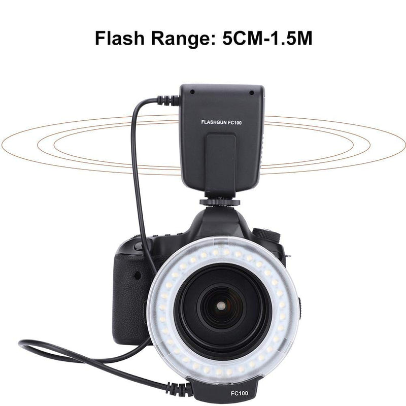 [AUSTRALIA] - for Macro & Ringlight Flashes Macro LED Ring Flash Light Bundle, FC-100 LED Macro Ring Flash Light with Power Control and 8 Adapter Rings for Canon, for Macro Camera Flash Ring Flash for Canon (329g) 329g 