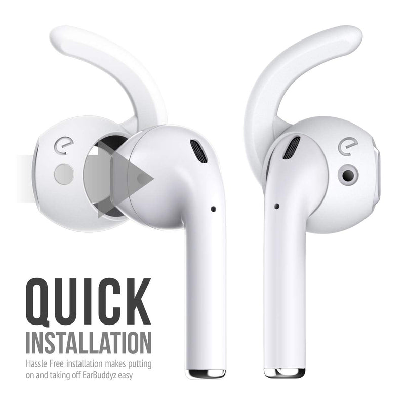 KeyBudz EarBuddyz 2.0 Ear Hooks and Covers Accessories Compatible with Apple AirPods or EarPods Headphones/Earphones/ Earbuds (3 Pairs) (Clear) Clear