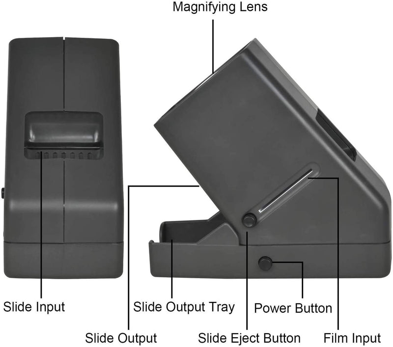35mm Slide Viewer LED Transparency Viewer, 3X Magnification, Handheld Viewer for 35mm Slides & Film Negatives Gray
