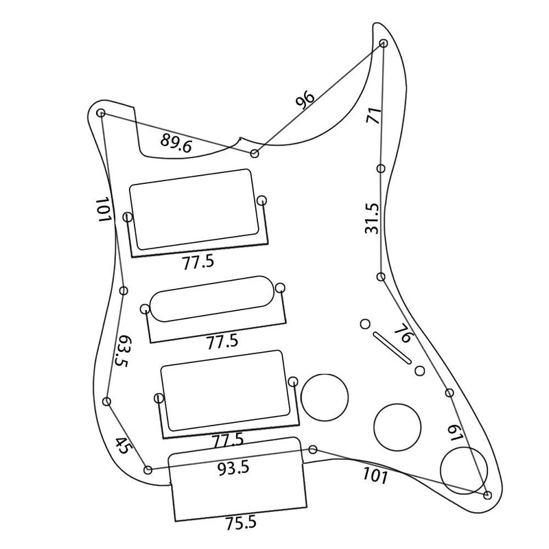 BQLZR Black White Zebra Color 3-ply HSH Electric Guitar Loaded Prewired Pickup Pickguard for Electric Guitar