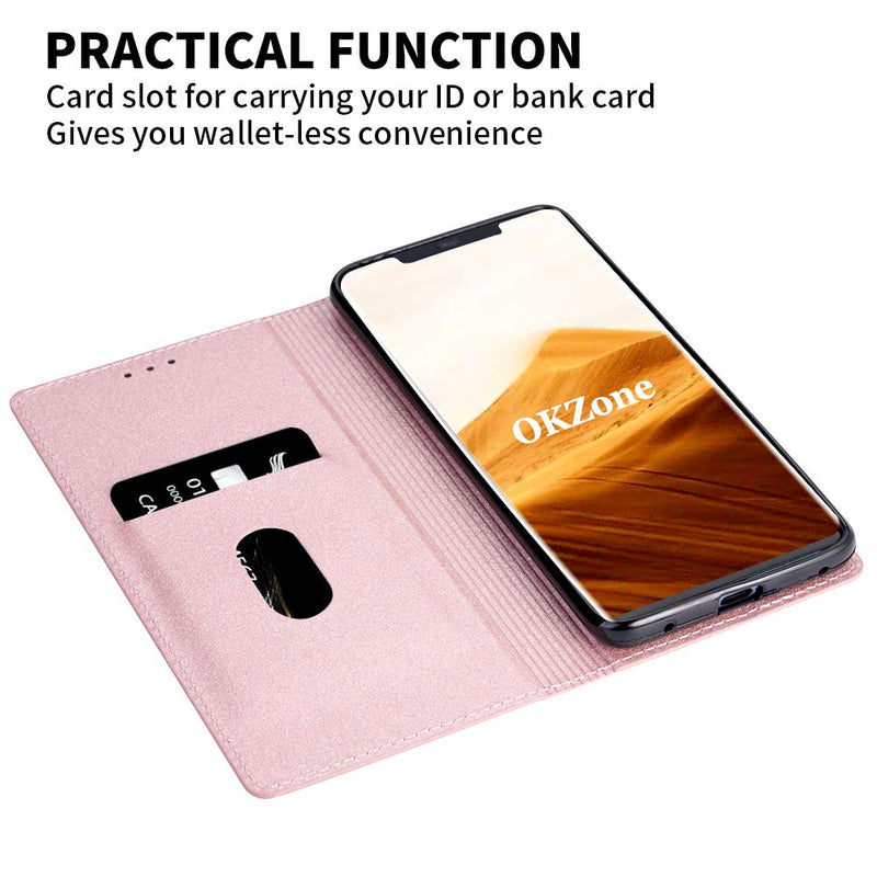 OKZone Case for Huawei Mate 20 Pro Case, Bling Sparkly PU Leather Flip Wallet [Stand Function] [Magnetic Closure] [Inner Soft TPU] Folio Case For Huawei Mate 20 Pro (Rose Gold) Rose Gold