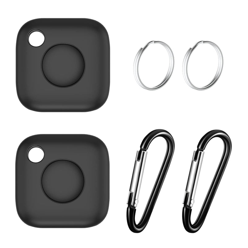 Silicone Case for Tile Mate (2022), MENEEA 2 Pack Cover Case Anti-Scratch Soft Full Body Lightweight Shock Protective Sleeve Ultra Slim for Tile Mate Bluetooth Anti-Loss Device with Carabiner Black