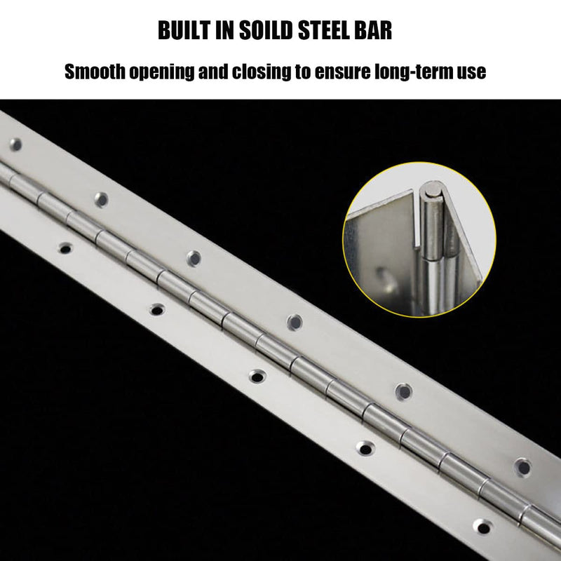 EPHECH 20Inch Continuous & Piano Hinges, 2PCS Heavy Duty Stainless Steel Piano Hinge, Smooth Polished Folding Continuous Hinge, 0.04inch Leaf Thickness, 1.2inch Open Width Silver