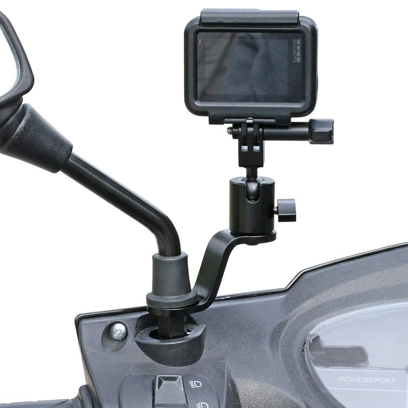 SUREWO Aluminum Motorcycle Rearview Mirror Mount Bracket Holder Compatible with GoPro Hero 10/9/8/7/6(2018)/5 Black APEMAN AKASO TENKER Campark DJI Osmo Action and More
