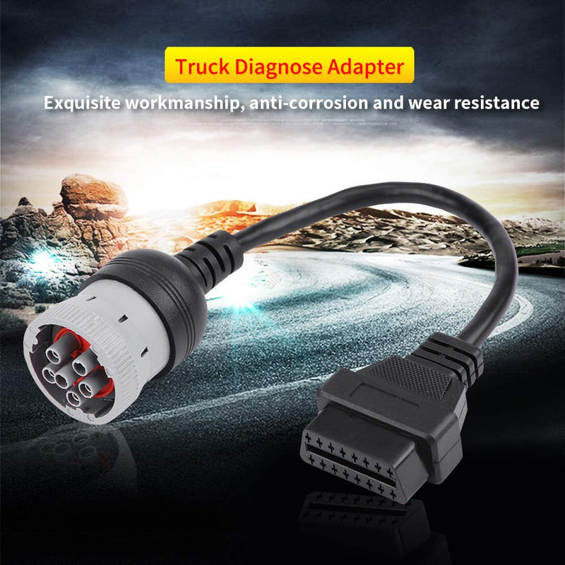 Adapter Cable, Truck Diagnose Interface Female 16 Pin OBD2 6 Pin Replacement Adapter Cable for Automotive Diagnostic Tool