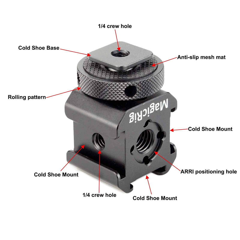 MAGICRIG Camera Cold/Hot Shoe Triple Shoe Mount Adapter ,Microphone Flash Display Adapter for DSLR Camera