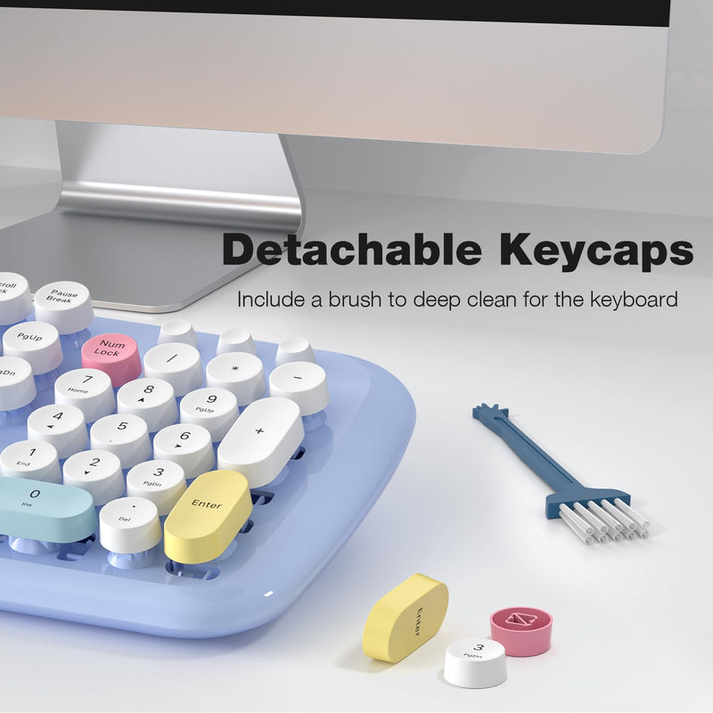 [AUSTRALIA] - Wireless Keyboard and Mouse Combo, 2.4G Retro Typewriter Wireless Keyboard with Number Pad and Cute Ambidextrous Wireless Mouse for Computer Laptop 