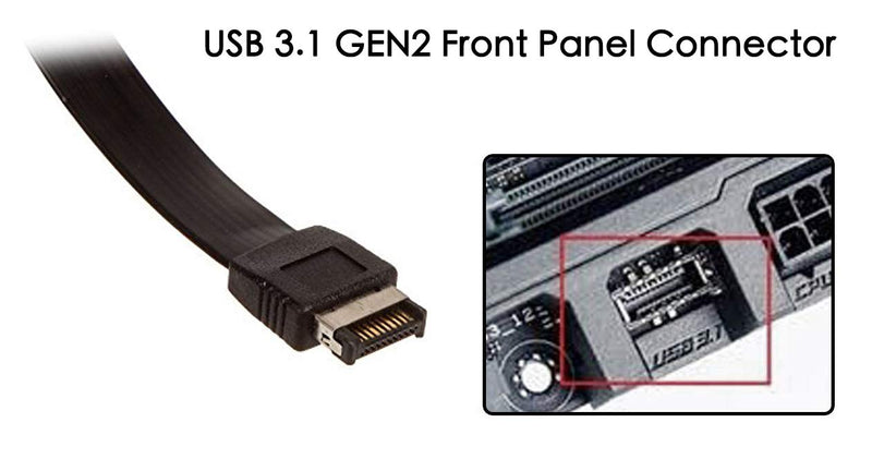 EZDIY-FAB USB 3.1 Front Panel Header to USB-C Type-C Female Extension Cable-15inch -45cm (Speed up to 10 Gbps) 450mm/17.7in