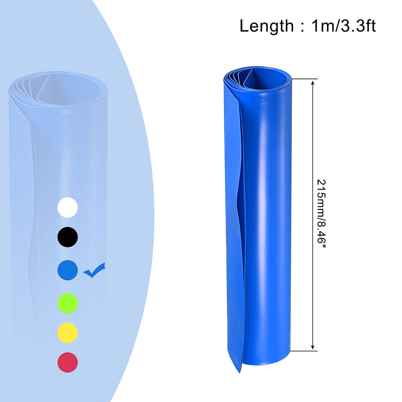 MECCANIXITY Battery Wrap PVC Heat Shrink Tubing 215mm Flat 1m Blue Good Insulation for Battery Pack