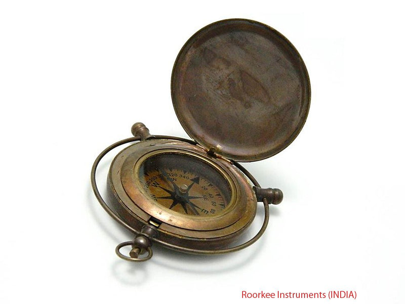 ROORKEE INSTRUMENTS (INDIA) A NAUTICAL REPRODUCTION HOUSE Gifts Brass Compass/Directional Magnetic Compass for Navigation/Push Button Compass for Camping, Hiking, Touring