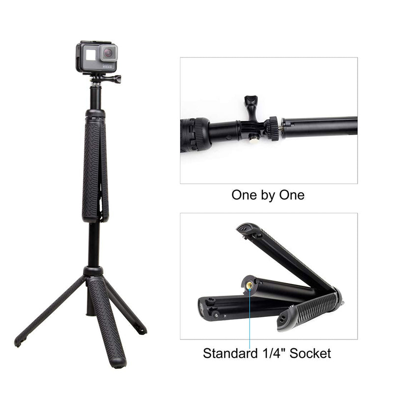 [AUSTRALIA] - Premium Selfie Stick for GoPro Hero 9 8 7 6 5 4 3 3+ 2 2018 Fusion Session, ACASO, SJCAM Action Cameras, and Cell Phones and Compact Digital Cameras. Can be Used as Hand Grip, monopod and Tripod 