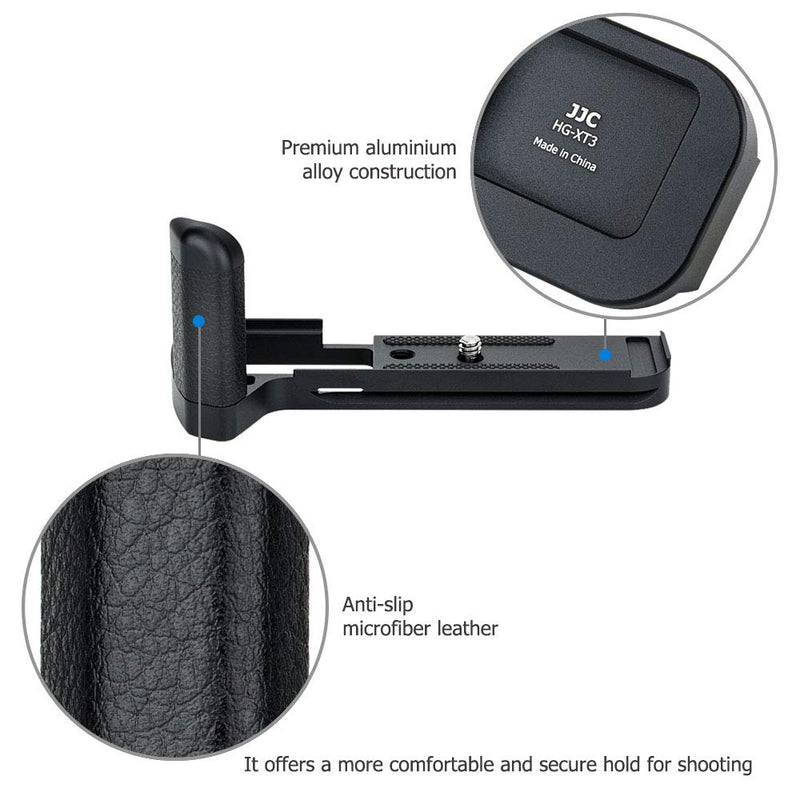 JJC Metal Hand Grip L Bracket Holder for Fujifilm Fuji X-T3 XT3 X-T2 XT2 Camera, Arca Swiss Type Quick Release Plate, Replaces Fujifilm MHG-XT3 MHG-XT2 Handgrip (Not Compatible with X-T4 XT4) For Fujifilm X-T3 X-T2
