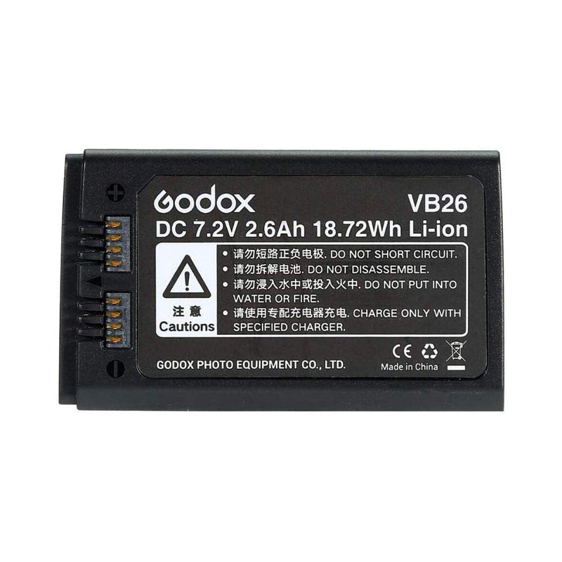Godox VB26 Rechargeable Lithium-Ion Replacement Battery Pack for Godox V1S V1C V1N V1F V1O V1P Round Head Camera Flash Speedlite DC 7.2V 2600mAh