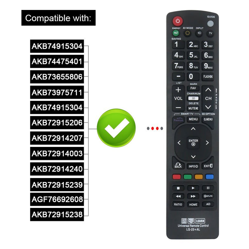 LuckyStar Universal Replacement Remote Control LG-23+AL for Almost All LG Brand LCD LED HD TV, Smart TV AKB72914207 AKB72914003 AKB72914240 AKB72915239 AGF76692608 AKB72915206 AKB72915238