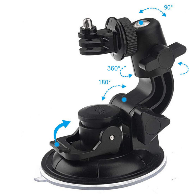 Suction Cup Car Mount Stand Tripod Adapter with Safety Tether Outdoor Indoor for Gopro Hero Session 9 8 7 6 5 4 3+ 3 2 1,DJI OSMO Action, Action Compact Camera