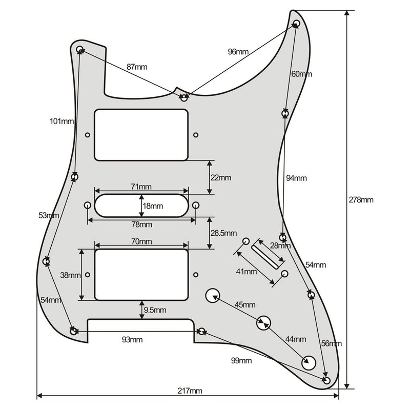 FLEOR Strat HSH Pickguard Pick Guard Scratch Plate with Screws for American/Mexican Standard Strat Modern Style Guitar Part 3Ply Black