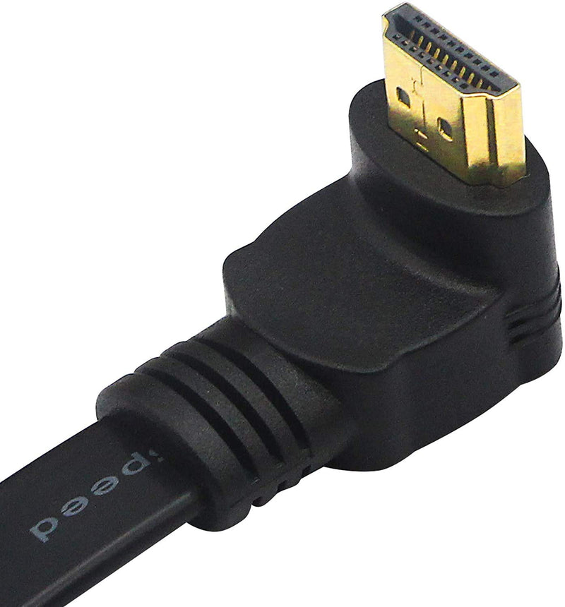 CERRXIAN Lemeng 1FT Flat Slim High Speed HDMI Cable A Male to 90 Degree Down Angle A Male Cable