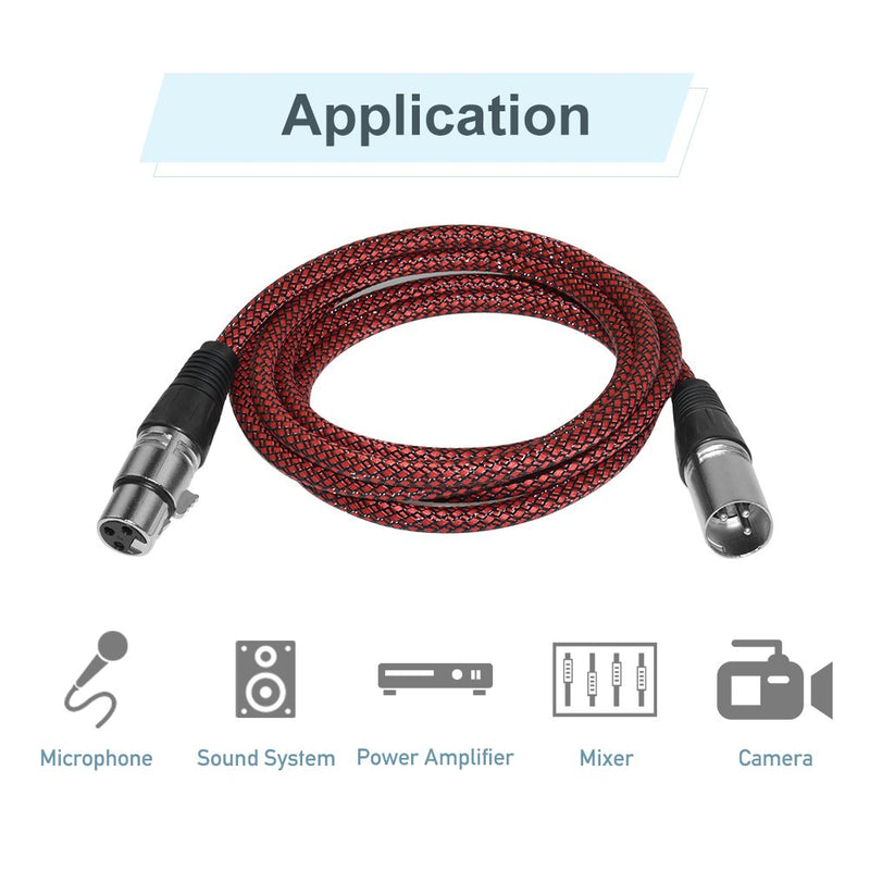 XLR Cable 3ft Male to Female, Furui Microphone XLR Cable 3 Pin Nylon Braided Balanced XLR Cable Mic DMX Cable Patch Cords with Oxygen-Free Copper Conductors 3Feet
