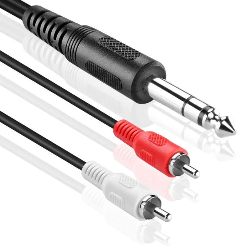 TNP Premium 1/4 Inch TRS to Dual RCA Audio Cable (6FT) - Male 6.35mm 1/4" TRS to 2RCA Connector Wire Cord Plug Jack 6 Feet