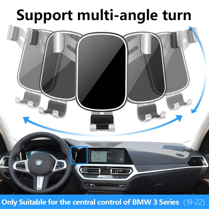 LUNQIN Car Phone Holder for 2019-2022 BMW 3 Series Sedan 340i 330i G20 [Big Phones with Case Friendly] Auto Accessories Navigation Bracket Interior Decoration Mobile Cell Mirror Phone Mount