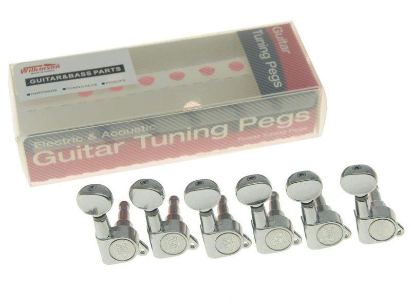 Wilkinson Mini Oval Button 6 Inline Chrome E-Z-LOK Post Guitar Tuners EZ Post Guitar Tuning Keys Pegs Machine Heads