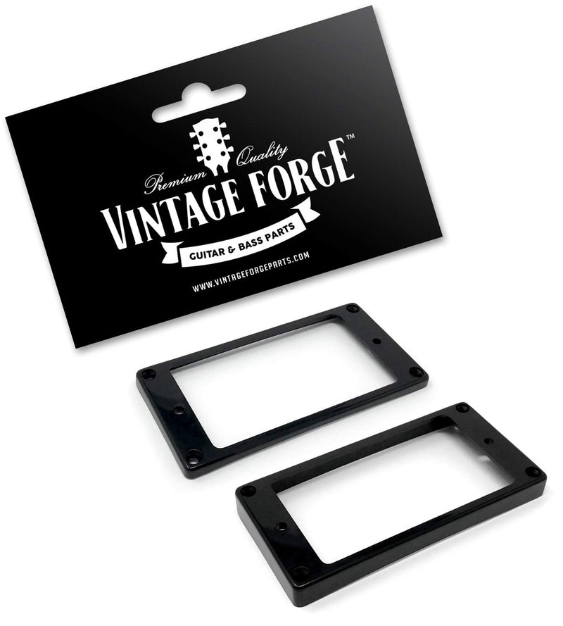 Vintage Forge Black Curved Bottom Humbucker Pickup Mounting Ring Set (Bridge & Neck) for Epiphone Guitars HR1800C-BLK