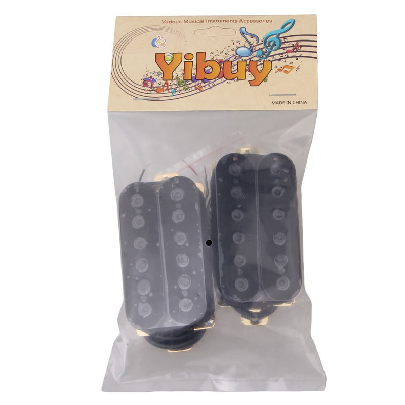 Yibuy Black Metal Double Coil Pickups Humbucker for Electric Guitar with Magnets Pack of 2
