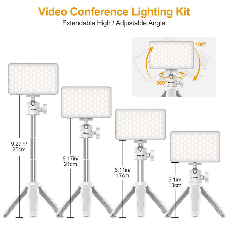 Webcam Video Conference Lighting for Laptop, LED Video Light w Extendable Tripod Table Lamp Compatible with MacBook iPad Tablet Desktop Computer for Remote Working Home Study YouTube Live Streaming White