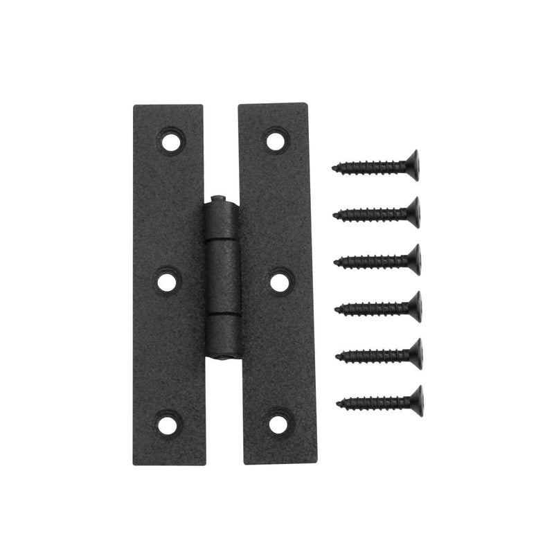 Renovators Supply Manufacturing Black H Flush Hinge 3 Inches Long Wrought Iron Kitchen Cabinet Door H Flush Mount Black Rust Resistant Powder Coated Colonial H Hinges with Mounting Hardware Pack of 2