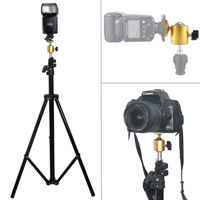 EXMAX Tripod Mini Ball Head with 1/4” Screw for Photography Studio DSLR Camera - 2 Pack Golden