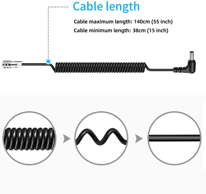 Fomito DC to BMPCC 4K/6K Weipu Coiled Power Cable for V-Mount, Gold Mount Battery and NP-F Battery with DC Output Port