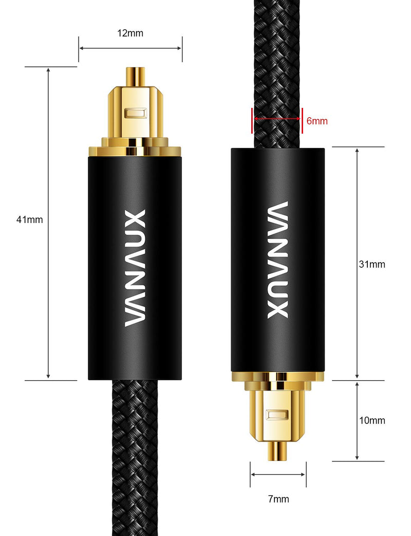VANAUX Digital Optical Audio Cable 5ft, S/PDIF Toslink Cable 24K Gold-Plated Fiber Optic Cord Compatible with Sound Bar/Television/Blu-ray Players/Set top Box/Projector/Decoder/Home Theater & More Toslink to Toslink 5ft/1.5m