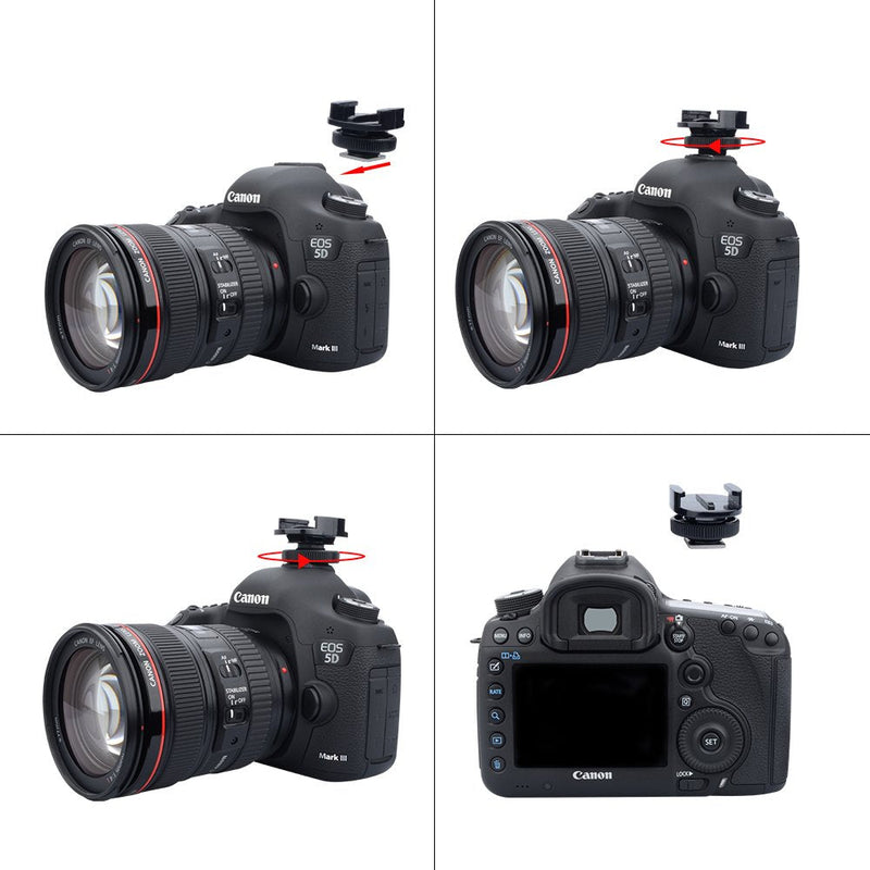 Suptig Mount Light Adapter Cold Shoe Mount Adapter for SLR Camera Gopro Camera Suptig Light and Other Action Cameras (2 Pack) Black