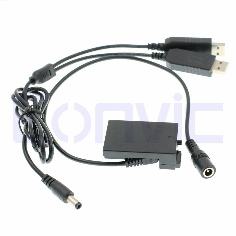 Eonvic DR-E8 DC Coupler LP-E8 Replace Dummy Batter Dual USB Power Cable for Canon 700D Rebel EOS T2i 550D