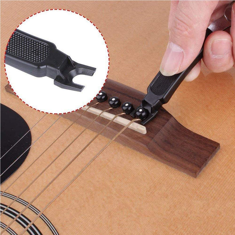 Mirrwin String Cutter Guitar String Winder And Cutter 3-1 Guitar Multi Function Accessories Kit Guitar Bridge Guitar Repairing and Adjustment Tool for Guitar Electric Guitar Ukulele Mandolin (Black)