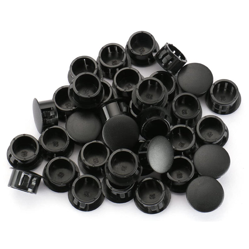 Baomain Plastic Black Locking Hole Plugs Panel Hole Diameter 5/8" (16mm) HP-16 Pack of 100