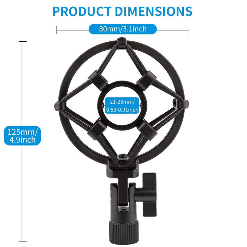 LYRCRO Universal Microphone Shock Mount for 21mm-23mm Small Diameter Size Instrument Condenser Mic or Shotgun Mic like Rode NTG-1