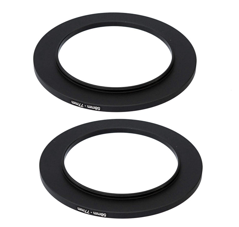 (2 Packs) 58-77MM Step-Up Ring Adapter, 58mm to 77mm Step Up Filter Ring, 58 mm Male 77 mm Female Stepping Up Ring for DSLR Camera Lens and ND UV CPL Infrared Filters