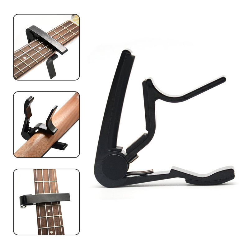 6-String Acoustic & Electric Guitar Capo- Single Handed Capo (MA-12-F) Classic Black