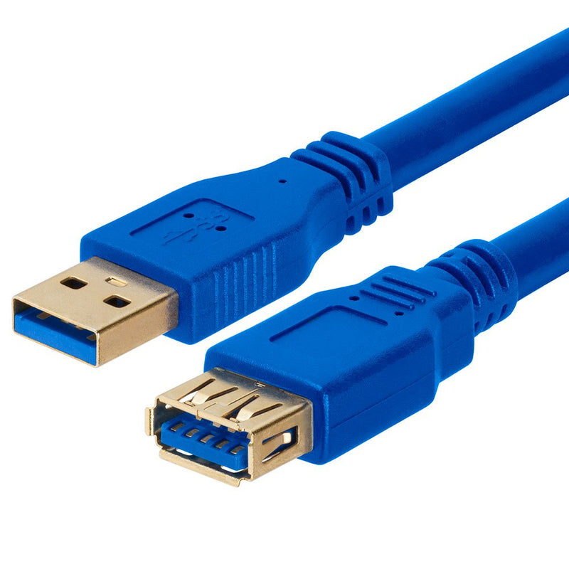 Cmple - USB 3.0 A Male to A Female Extension Gold Plated Cable - 1.5FT (Blue)