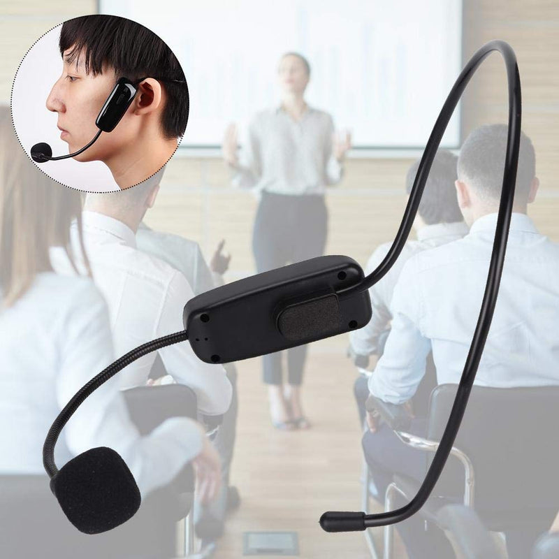 Portable Voice Amplifier Speaker, Mini 3.5mm Head-Mounted Wireless Headset Microphone Condenser MIC for Teachers, Tour Guides, Trainers