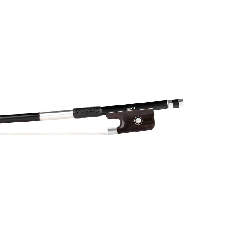 NeoTek Carbon Composite Cello Bow - Matte Finish, Round Stick, Fully-lined Ebony Frog, Authentic Horsehair (1/2) 1/2