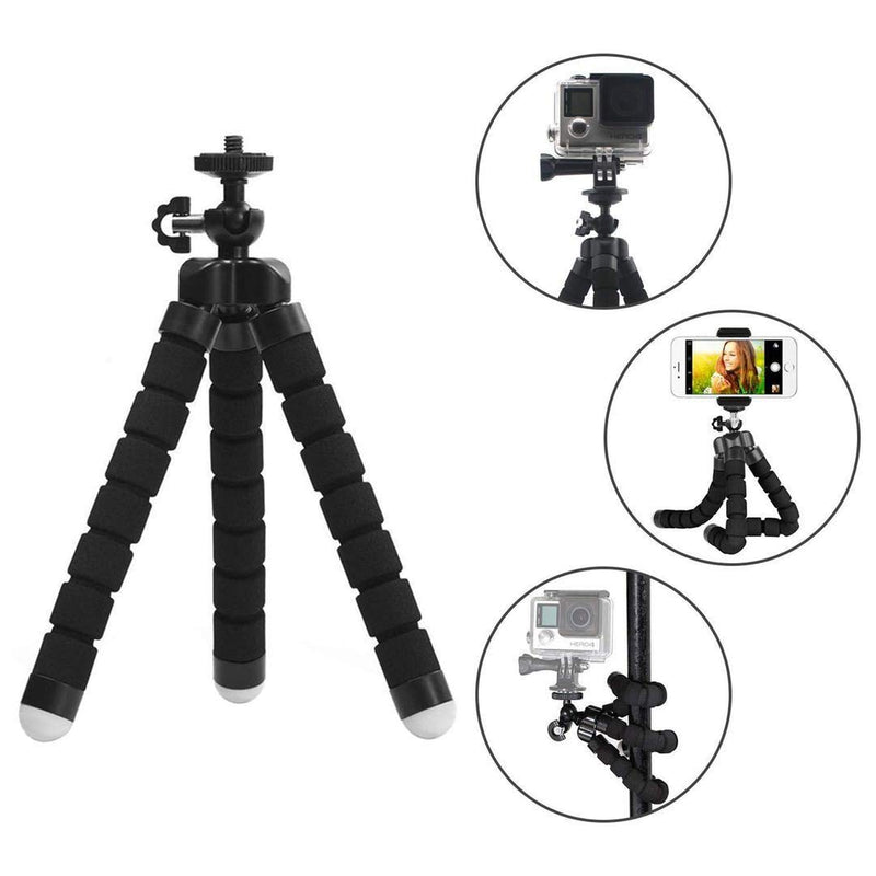 Phone Tripod, Mini Tripod, Portable and Adjustable Camera Stand Holder with Wireless Remote and Universal Clip, Compatible with iPhone, Android Phone, Sports Camera 12 Inch