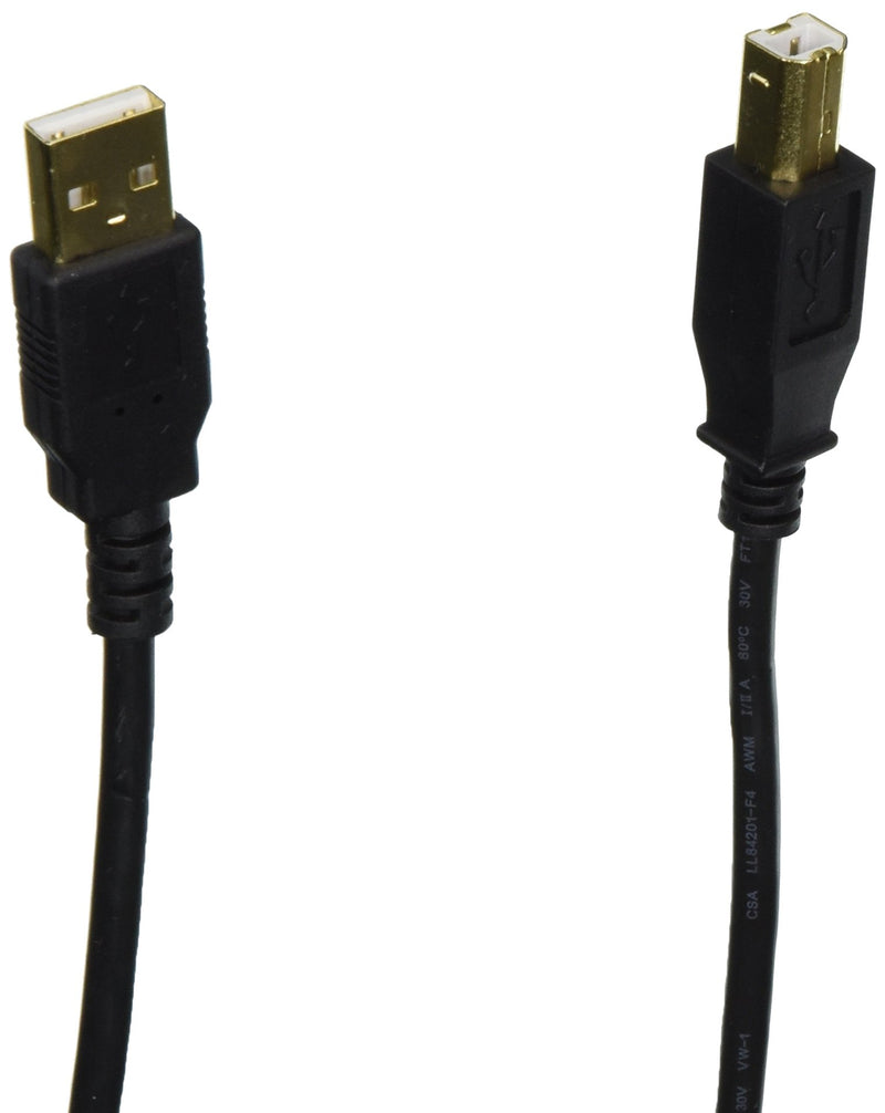 Monoprice 1.5-Feet USB 2.0 A Male to B Male 28/24AWG Cable (Gold Plated) (105436),Black Black 1.5 Feet